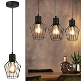 Lichtmaler Pendelleuchte Esstisch Hängeleuchte Schwarz - Pendellampe E27 1 Flammig Hängend Lampen Metall Lampenschirm Hängelampe Industrie Wohnzimmerlampe für Küche Schlafzimmer Cafe