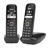 Gigaset AS690 Duo - 2 Schnurlose DECT-Telefone - kontrastreiches Display - brillante Audioqualität - einstellbare Klangprofile - Freisprechfunktion - Anrufschutz, schwarz [Deutsche Version]