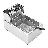 6L Elektrische Fritteuse 2500W Edelstahl Öl-Fritteuse Elektro Fritöse Temperatur Einstellbar mit Ölabtropfkorb und Edelstahldeckel Frittiertopf mit Automatische Thermostat Elektrofritteuse