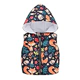 TOKYMOON Weste Kinder Winterweste mit Kapuze Weste Gefüttert Jungen Mädchen Steppweste Warme Weste Ärmellose Jacke Herbst Winter Leichte Mantel Kapuzenweste Winterjacke Fuchs 130