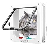 Katzenklappe für Katzen, revolutionäre Katzenklappe mit magnetischer 4-Wege-Öffnung, sichere Durchgangstüren und Fenster für Haustiere, Katzenklappe mit Chip 22 x 19,5 x 5 cm
