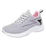 Generisch Komfortabel Weit Sportschuhe Bequeme Schuhe Damen Frühling und Damen Sportschuhe Flacher Weicher rutschfeste Mesh Atmungsaktive Schnürung Bequeme Tennisschuhe Arbeitsschuhe (Grey,37)