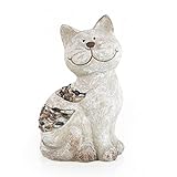 Logbuch-Verlag Katze Dekofigur braun grau aus Keramik Katzenfigur Geschenk Geburtstag 21,5 cm