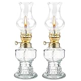 2 Stück Petroleumlampe für Innenräume, Öllampen aus Glas Retro Nostalgie Transparente Einstellbare Helligkeit Winddicht Dekorative Öllampe für Wohnzimmer Esszimmer Notfalleinsatz