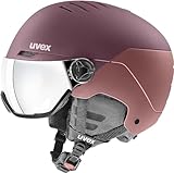 uvex wanted visor - robuster Skihelm für Damen und Herren - mit Visier - optimierte Belüftung - bramble - antique rose matt - 54-58 cm