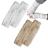 CHROMACRAFT 2 Paar Plüschhandschuhe, Lange Fingerlose Handschuhe, Warme Handschuhe, Weiche Handschuhe, Einfache Damenhandschuhe