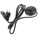 Netzkabel Verlängerung mit Schalter 200 cm / 2 Meter Netzzuleitung Eurostecker Stromkabel Eurostecker Verlängerungskabel Fußschalter (Schwarz mit Stecker + Buchse)