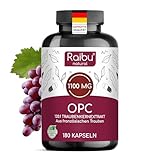 OPC Traubenkernextrakt hochdosiert - 1100 mg Extrakt pro Tag - Reines OPC aus französischen Trauben - Mit natürlichem Vitamin C (24 mg) - 180 Kapseln, Laborgeprüft & in Deutschland produziert