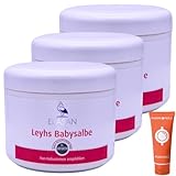 ELASAN Leyhs Babysalbe 3x 500 ml I Pflegende Hautsalbe für empfindliche Babyhaut im Windelbereich I Ohne Zink & Duftstoffe I Milde Pflegeformel mit Tonerde I Spar-Set plus Pharma Perle give-away (3x)