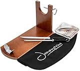 Jamonprive Professioneller Schinkenhalter (lackierter) + Messer + Wetzstahl + Schinkenabdeckung + Küchentuch + Pinzette - Ideal für Serrano, Ibérico und Prosciutto Schinken