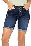 Sublevel Damen Jeans Bermuda-Shorts mit Denim Aufschlag blue S