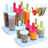 Riisoyu 12 Stück Eisformen Eis am Stiel, Eisformen Wiederverwendbar BPA Frei Eisformen 6 Kleine und 6 Große Eisformen Popsicle Formen Set mit 12 Kunststoffstäbchen, YM-12ice-mj