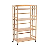 HiFi Audio-Regal aus Holz, 4-stöckig, AV-Media-Ständer für Plattenspieler & Stereo, Eckregal, Konsolen-Aufbewahrungsturm, bodenstehendes Video-Komponentenregal für Wohnzimmer (50 cm breit)