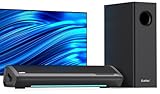 Saiyin TV Soundbar mit Subwoofer, 17-Zoll Soundbar für TV Geräte, 2.1ch Surround Sound System mit Einstellbarem Bass, Lautstärkeanzeige und Bluetooth/Optical/AUX Eingang für TV, PC, Projektor