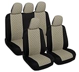 Susy Shop Universelle Autositzbezüge, vorne und hinten, universelle Passform, einfache Montage (A23 Komplett-Set, Beige)