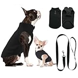 Hundepullover, Hundemantel Fleece Kleine Hunde, Hunde Fleece Pullover Katzenpullover, Hundepullover Hunde Kleidung für Chihuahua Französische Bulldogge(L, Schwarz)