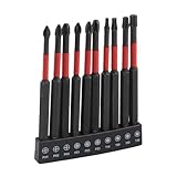 VRTYVEYBB 100 mm Schrauberbits für Torx T10/T20/T25/T30 und Pozidriv PZ1-PZ3, 1/10.2 cm Sechskantschaft, 10-teilig