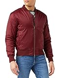 Urban Classics TB861 Herren Jacke - Basic Bomber Jacket, Bomberjacke mit aufgesetzter Tasche und Zipper am Arm, Rot (burgundy 606), Gr. Large
