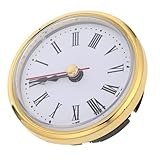 Veemoon Runder Quarz Uhrwerkeinsatz aus Eisen mit Römischen Ziffern Goldumrandetes Zifferblatt für Uhrenreparatur und Selbstgemacht Heimdekoration