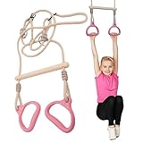 Monkey Bars Kinder Trapezstange - Spielplatz Trapezstange Ringe Schaukel Sets, Hinterhof Klettergerüst Befestigung Kinder Spielset Gymnastikringe, Perfekte Klettergerüstenbefestigung