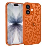 XTCASE für iPhone 17 Hülle, Aesthetic Leopard Muster Frauen Mädchen Case Matt Transluzente Handyhülle Kratzfeste PC Rückseite + TPU Bumper - Orange