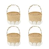 PRETYZOOM 4 Stücke Hochzeit Blumenkorb Blumenmädchen Korb Streukorb mit henkel Henkelkorb Sackleinen Blumenkinderkörbchen Bonbons Korb Geschenkkorb für Hochzeit Party Blumenkinder Deko