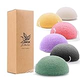6 Stück Natürlicher Konjac Schwamm Gesicht Gesichtsschwamm Gesichtsschwämme Gesichtsreiniger Gesichtspeeling Gesichtsreinigung nachhaltig mit Aktivkohle und Aloe Vera für alle Hauttypen (Mehrfarbig)
