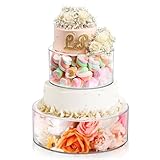Jucoan Set mit 2 transparenten Acryl-Kuchenständern, Tortenständer, Cupcake-Ständer, 30,5 cm und 20,3 cm, rund, zylinderförmig, für Hochzeit, Geburtstag, Babyparty, Party-Mittelstücke