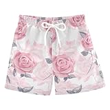 famyily Pfirsichrosen, Aquarell-Blumenmuster, Badehose für Jungen, verstellbares Gurtband, Kinder-Badehose für Kleinkinder, 2T, Pfirsichrosen, Aquarell-Blumenmuster, 128
