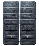 4rain Slim Stone Decor Wandtank-Set Regentonne 1000 Liter Graphite Grey, 2 x Slim Stone Decor 500 Liter inkl. Verbinder