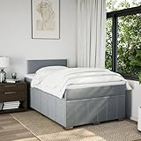 IKAYAA Boxspringbett 120 x 190 cm - Bett mit LED Beleuchtung, Federkern Matratze,Topper & Kopfteil - Polsterbett 120 x 190 cm mit Matratze - Bett mit Matratze und Lattenrost Hellgrau