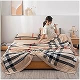 Generisch Sommer-Kühldecke, Sommerbettdecke in Doppelgröße, leichte Bettdecke aus 100% Baumwolle, wendbar, atmungsaktiv, für alle Jahreszeiten, garngefärbte Sommerdecke aus gewaschener Baumwolle,I,20