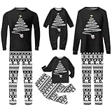 Passender Weihnachts-Onesie für die Familie Süßer Urlaubspyjama mit Rentier-Aufdruck Einteiliger Pyjama Mit Kapuze(A488 Black,X-Large)