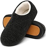 Mishansha Warme Hausschuhe Herren Winter Pantoffeln Herren Hausschuh Männer Memory Foam Slippers Geschlossen Fell Hauspantoffeln Schwarz,Gr.45