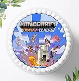 Für die Geburtstags Torte, Zuckerbild kompatibel mit: Minecraft, Essbares Foto für Torten, Fondant, Tortenaufleger Ø 20cm, 0051P.1