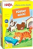 HABA Meine ersten Spiele - Fütter Mich Zuordnungsspiel ab 2 Jahren für 1-5 Spieler mit 5 Holzfiguren zum Thema Haustiere, Spieldauer 5 min, vermittelt Regelverständnis an Kleinkinder