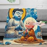 tanpiaoliang 3D Drucken Blanket Buddha-Statue Couchdecke Microfaser Bequem Atmungsaktiv Superweiche Decke Weiche Decke Für Bett Sofa Schlafzimmer Büro 40x50inch(100x130cm)