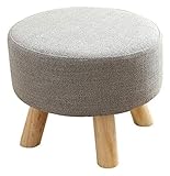 BEABAG Ottomane Fußstütze Massivholz Schuhbank BettWohntisch Hocker Mode Kreativität 4 Beine Leinenbezug, Fußhocker Sofa Hocker Holzbank Sitz (Farbe: Grau)