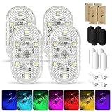 NEOVSUNY 4 Stück Auto Led Innenbeleuchtung, Magnetisch LED USB Touch Licht RGB 7 Farben Einstellbar Innenraum Ambientebeleuchtung für Auto Wiederaufladbaren Mobilen Touch Zubehör Innenraum Nachtlicht