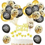 Gold 50th Cake Topper, Gold Happy 50th Birthday Cake Topper, Gold Pailletten Ballon Kuchen Topper, Gold Star und Herz Kuchen Topper, Alles Gute zum 50. Geburtstag Luftballon
