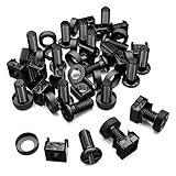deleyCON 20x M6 Käfigmuttern Schrauben Set für Netzwerkschränke - 20er Set Patchpanel Racks Servergehäuse 19 Zoll 10 Zoll Montagesatz Stahl - Schwarz