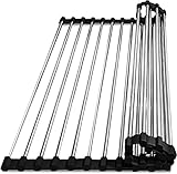 Zusammenklappbares Abtropfgestell aus Edelstahl – aufrollbare Spülbeckenmatte, platzsparende Küche, mehrere Größen (L x B) 53,8 x 49,8 cm