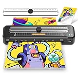 Laminiergerät A3 für A3 A4 A5 A6 A7 mit Papierschneider | Eckrunde | 15Blatt Laminierfolien, ABS-Anti-Stau | Heiß und Kalt | Intelligenter Schutz Laminiermaschinen für Zuhause, Schule, Büro