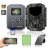 Lutranstra 5KB Wildkamera mit Handyübertragung App, 5K/64MP HD Wildkamera mit Wiederaufladbare 7800mAh Akku, Infrarot Wildtierkamera mit 64G SD Karte & Solarpanel, Bewegungssensor, Nachtsicht, IP66