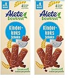 Alete bewusst Kinderkeks Schoko, ab dem 8. Monat, Butterkeks aus Weizen für Kinder, handlich verpackte Kekse als kleiner Snack, perfekt für unterwegs & zwischendurch, 1 x 180 g (Packung mit 2)