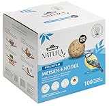 Dehner Natura Premium Meisenknödel ohne Netz, ganzjähriges Wildvogelfutter proteinreich/energiereich, Vogelfutter für Wildvögel, 100 Stück je 90 g (9 kg), Karton aus FSC®-zertifizierter Produk