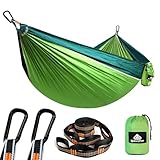 NATUREFUN Ultraleichte Reise Camping Hängematte | 300kg Tragkraft (275 x 140 cm) Atmungsaktiv, Schnelltrocknendes Fallschirm Nylon | 2 x Premium Karabiner,2 x Schlingen| Drinnen Draußen Garten