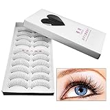 10 Paar Natürliche Handgemachte Falsche Wimpern, Lange und Spärliche Wimpern für Augen-Make-up