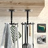 KYYLZ 2 Stück 360°Drehbarer Küchenutensilienhaken mit 2 Stück Edelstahl Schwammhalter-Stark Klebend,Küchenutensilienhalter für Küche/Bad/Garderobe Küchenutensilienregal