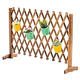 LIU UK Freistehendes Holzzaun Tor Erweiterbares Holzgitter Versenkbare Trennwände Für Gartenterrasse Sichtschutz